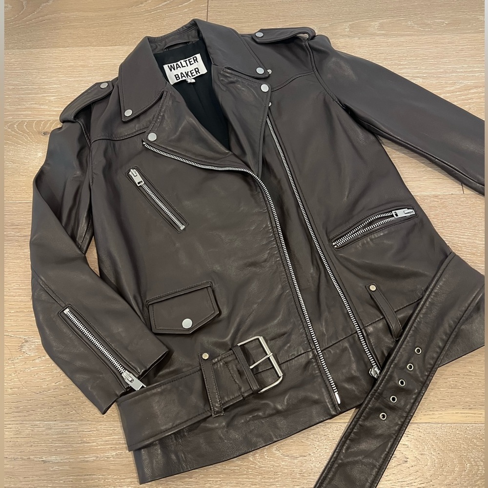 NWT Walter Baker Motorcycle Lamb Leather Jacket